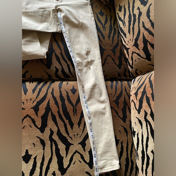 Hudson Collin Skinny Jeans distressed khaki ecru jeans Size 26 - Picture 6 of 8